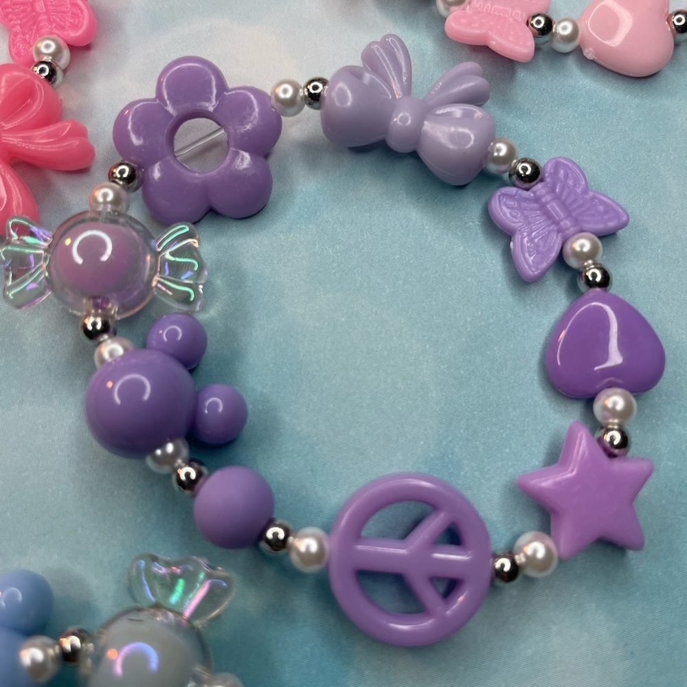 Disney Inspired Mickey Mouse Pastel Charm Beaded Stretch Trendy Bracelet
